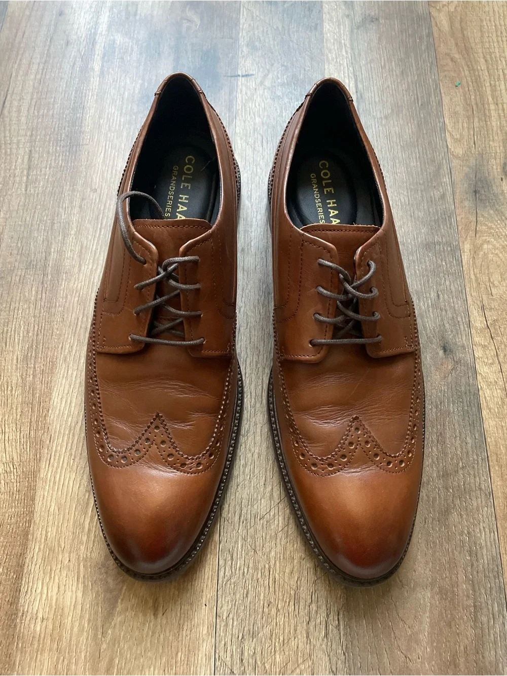 Cole Haan brown Men's Classic Brown Leather Wingtip Dress Shoes